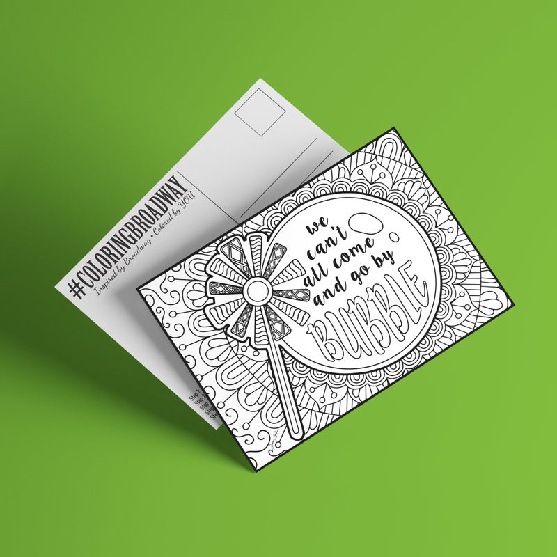 Coloring Broadway - Wicked Inspired Coloring Postcards (Set of 4), Defying Gravity Musical Theater Merchandise, Printed on Matte Card Stock (5â€ x 7â€), Ideal Gift for a Broadway Theater Lover - Image 2